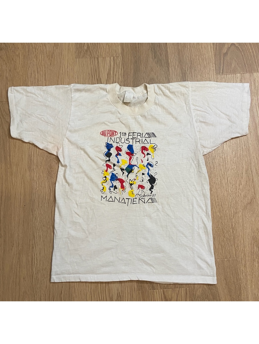 DuPont 1ra Feria Industrial Manatiena 1988 Graphic White Cotton Blend T-Shirt